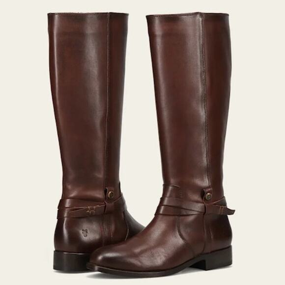 Frye Tall Riding Boots Women's Size 10M Flat Low HeelKnee High Side Zip Brown